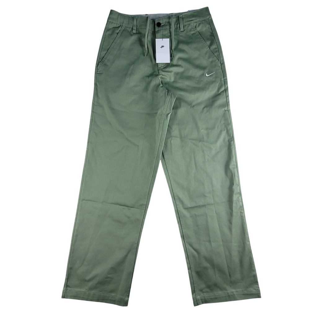 Nike Chino Pants Men 30x32.5 Green New FD0405-386 Life Cotton Twill Straight Leg